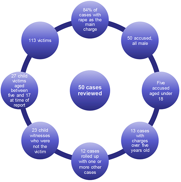 Graphic showing the key findings from the case review. Each key finding is listed in the paragraph below. 